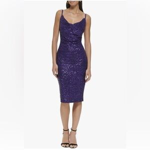 Guess Purple Sequin Midi Dress